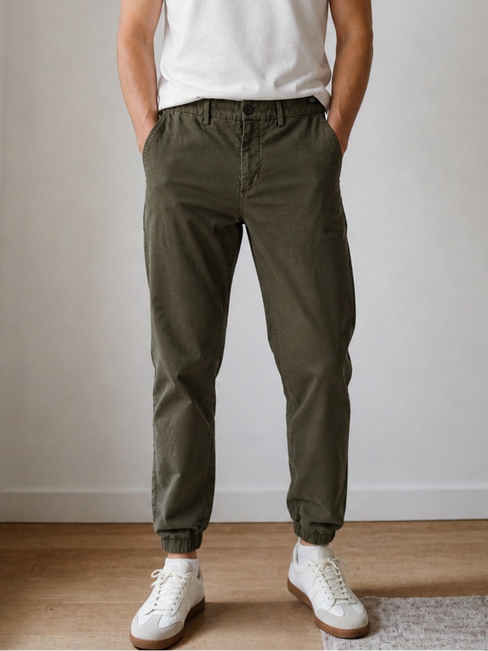 Frank And Oak Olive Jogger Pants 32 Modal Blend Soft Minimalist Quiet Luxury